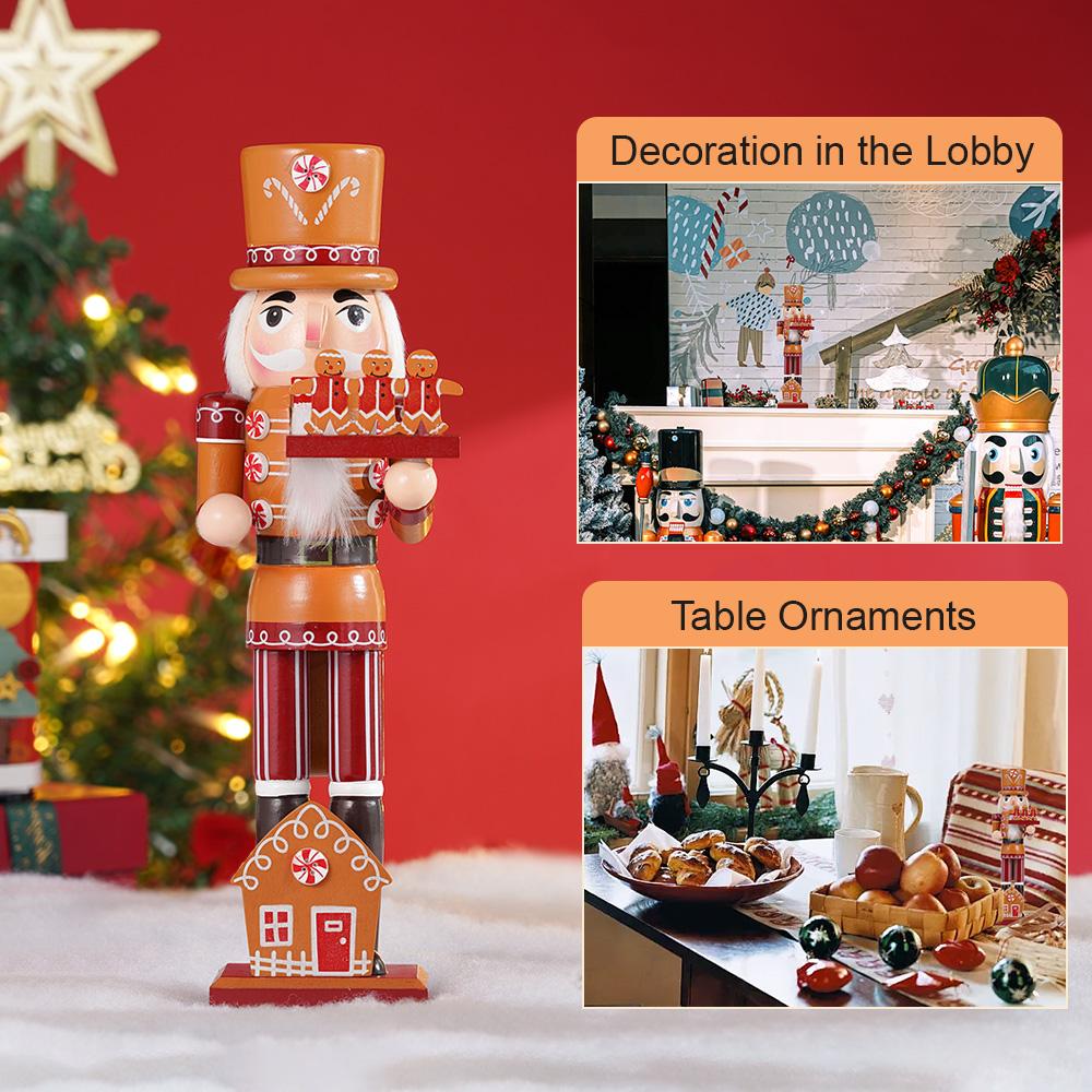 Christmas Nutcracker Gingerbread Man 4 types Chef Series Wooden Ornament Soldier Handcraft Doll Toy Home Desktop Decoration