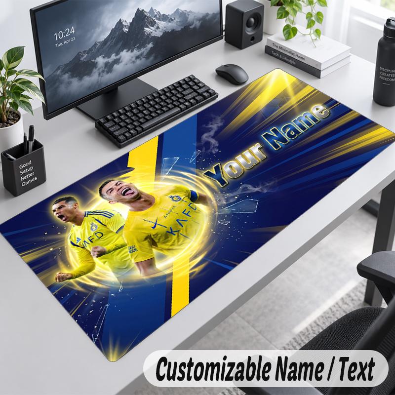 Podložka pod myš s vlastním jménem a textem Cristiano Ronaldo Personalizovaná podložka na stůl pro práci a hraní