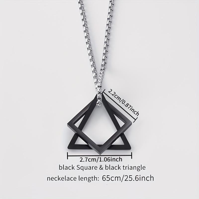 Stainless Steel Geometric Pendant Necklace for Men, Hip-Hop Style Fashion Accessory Couple Gift