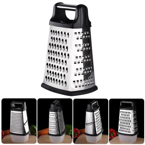 Box Grater - Cheese Grater with Storage Container, 4-Sided Stainless Steel Box Grater with Removable Storage Container, Multi-Function Kitchen Grater