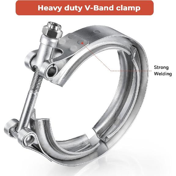 AKIHISA 1.5 Inch 304 Stainless Steel V Band Clamp, For Turbo Exhaust Down Pipes Flange Kit, Racing Ford Pickup Truck Exchange Exhaust Accessories