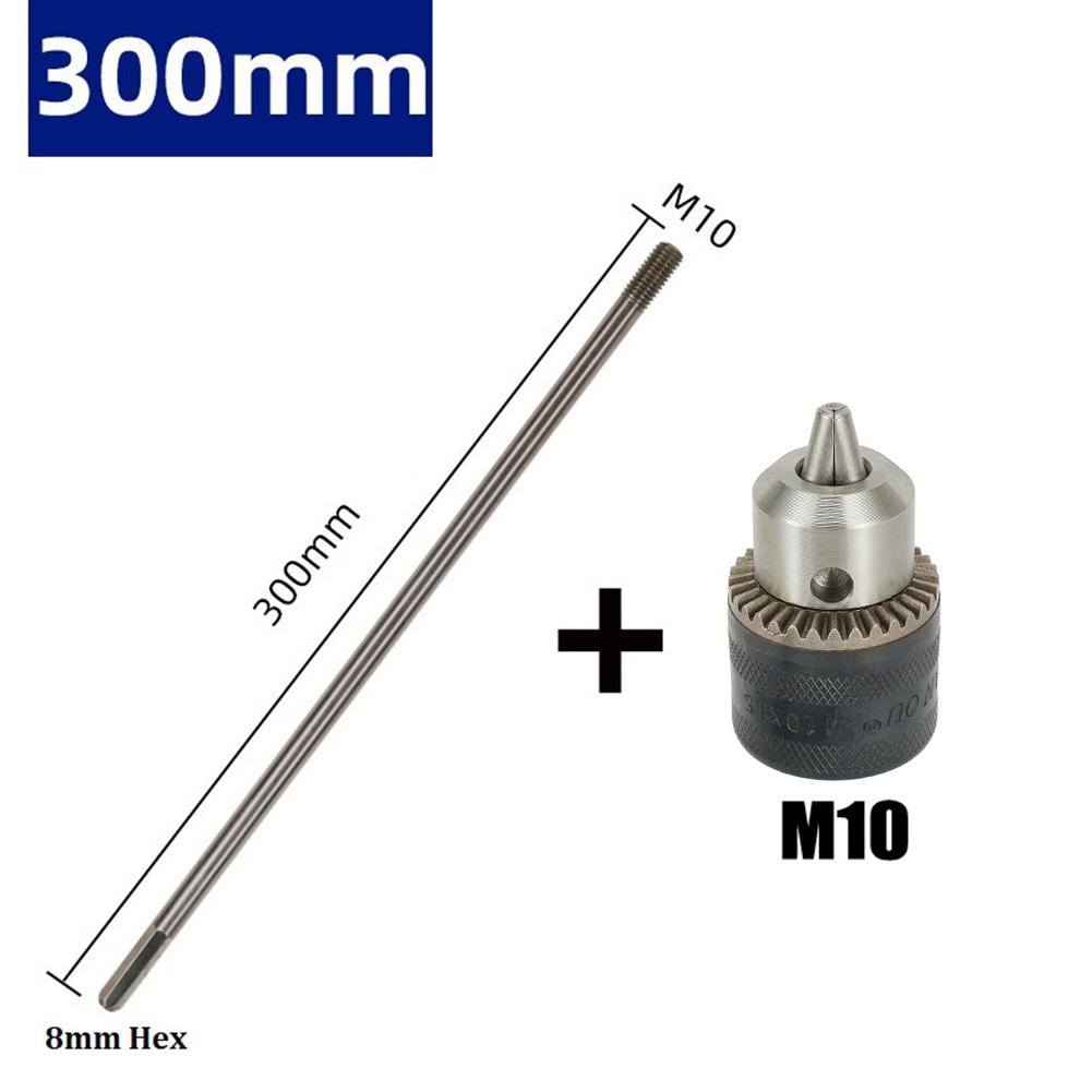 M10 Chuck Drilling Connect Rod Silver 8mm Hex Shank