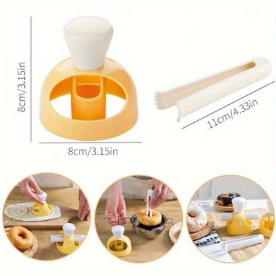 3/5pcs Plastic Donut Cutter Set with Dipping Plier, Non-Stick DIY Doughnut Baking Tools for Home Use, Kitchen Tools