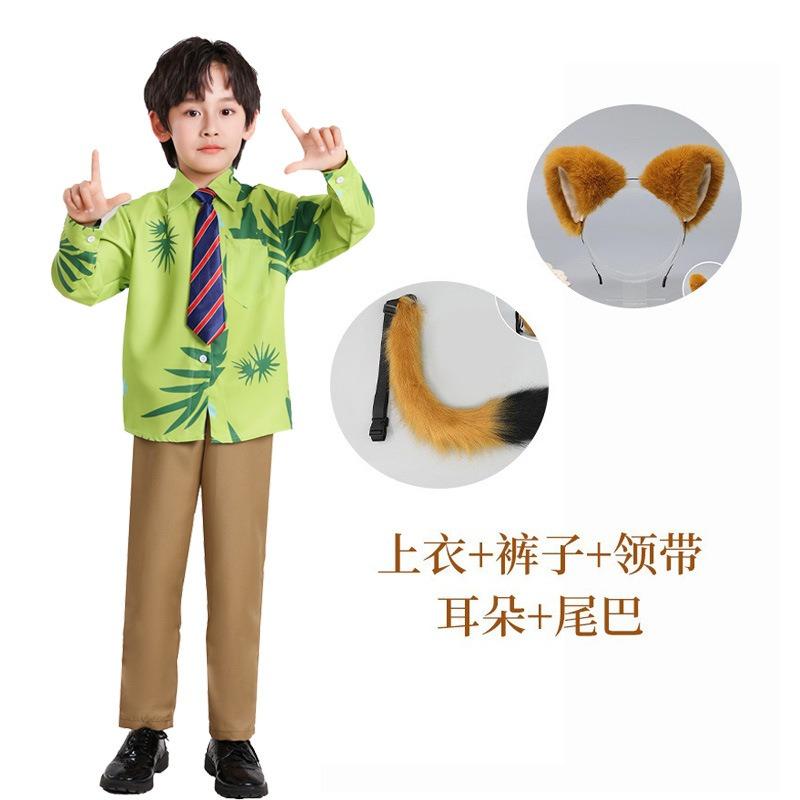 Crazy Animal City Nick Fox Clothing Children's Play Clothing Floral Short Sleeve Shirt Stage Performance Clothing