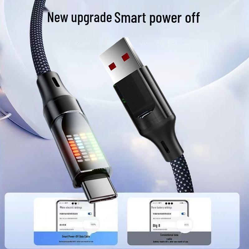 240W Type-C Fast Charging Cable with Flowing Light for Apple, Huawei, VIVO, OPPO, and Xiaomi.