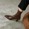 Autumn and Winter High-heeled Elastic Pointed Short Boots Women's Shoes Ankle Socks Boots
