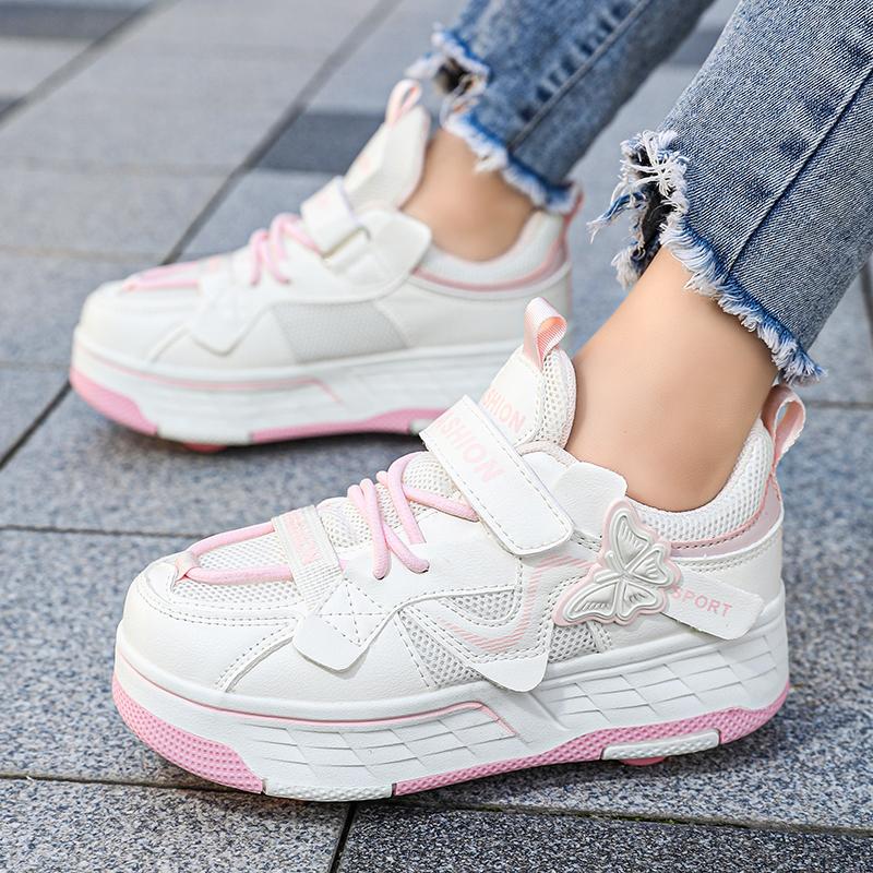 Scarpe per Bambini/Bambine Taglia 29-40 con Quattro Ruote Sportive Pattini a Rotelle Scarpe da Pattinaggio Rimovibili Scarpe da Pattinaggio a Rotelle Scarpe da Pattinaggio per Ragazza