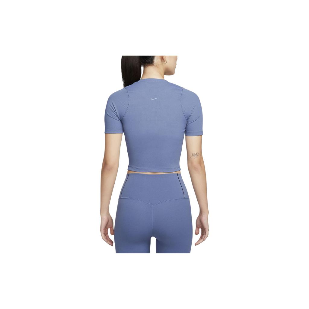 Nike ZenB Solid Color Round Neck Short Sleeve T-Shirt Women Tops Diffused-Blue FN7468-491