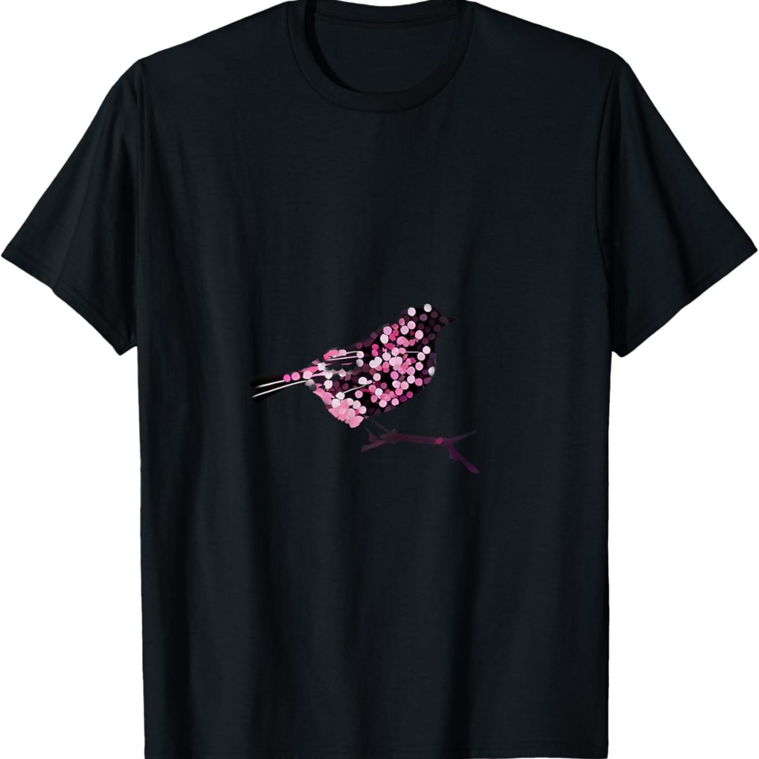 Nature s Ballet Red Robin Dancing  Cherry Blossoms T-Shirt S