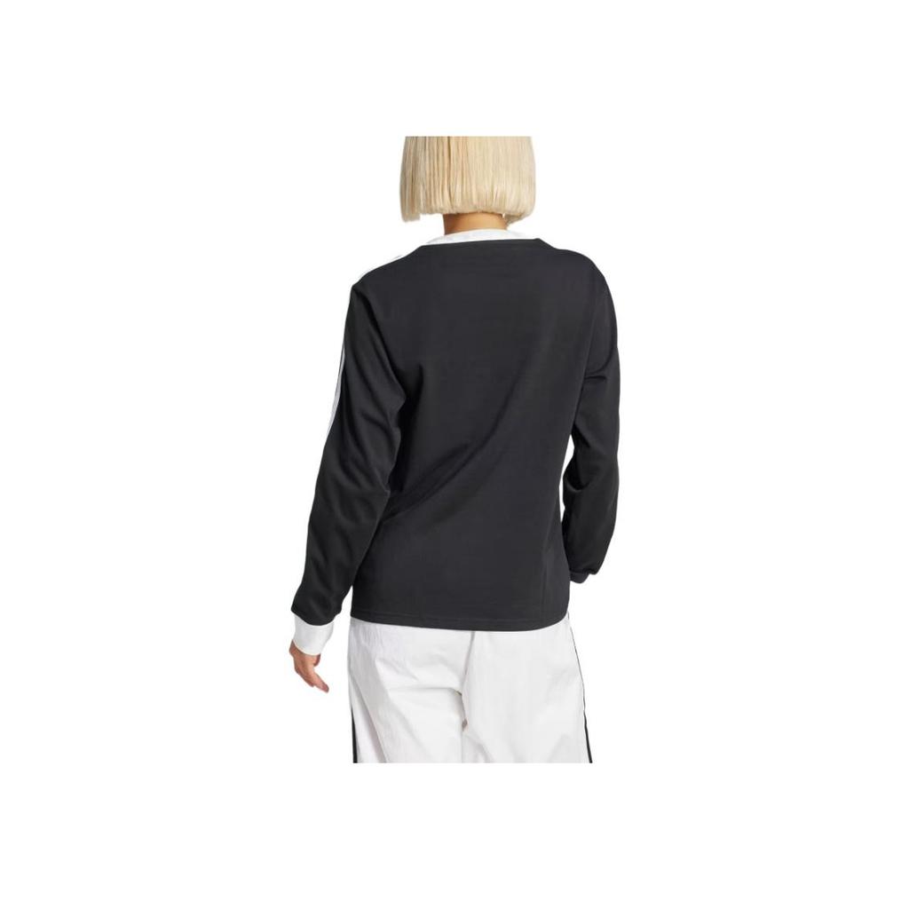 adidas Originals Striped Crew Neck Long Sleeve T-Shirt Women Tops Black JC5774