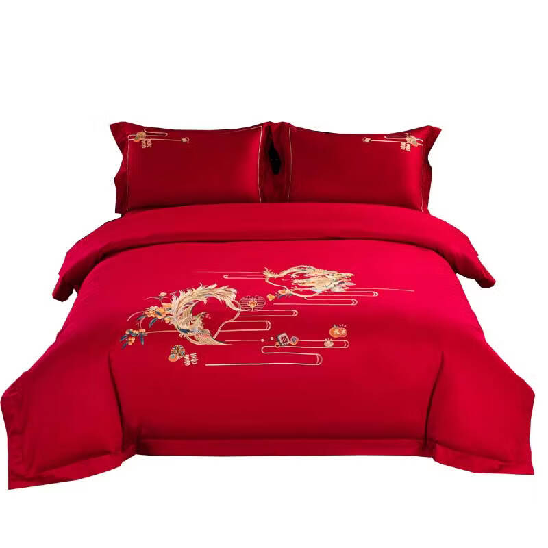 Hengyuanxiang Dragon Phoenix Wedding Bedding Set