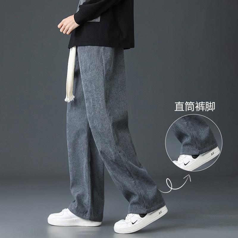Winter New Men's Pants Casual Pants Loose Straight Corduroy Velvet Warm Wide-leg Sports Trousers