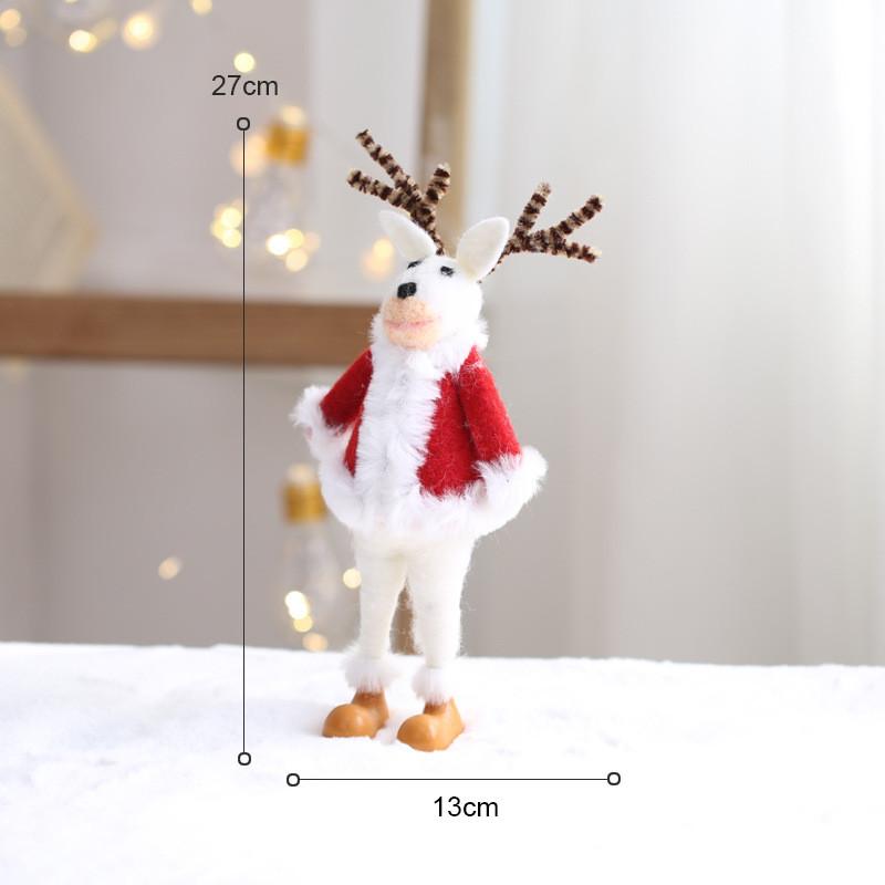 Holiday Tree Decorations With Wooden Deer And Santa Elder Figurines For Christmas Home Decor