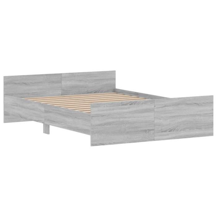 VidaXL Cadre de lit tête de lit et pied de lit gris sonoma 135x190 cm 3203794