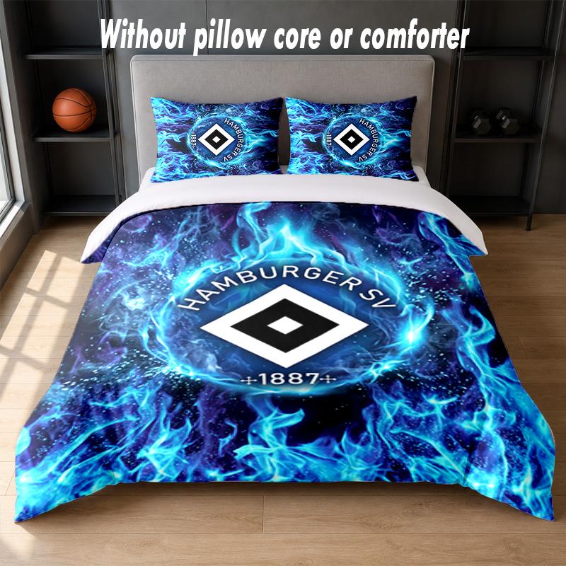 Hamburger SV Football Design Bed Bedding Set 1 Duvet Cover + 2 Pillowcases Soft Breathable Household Bed Linens