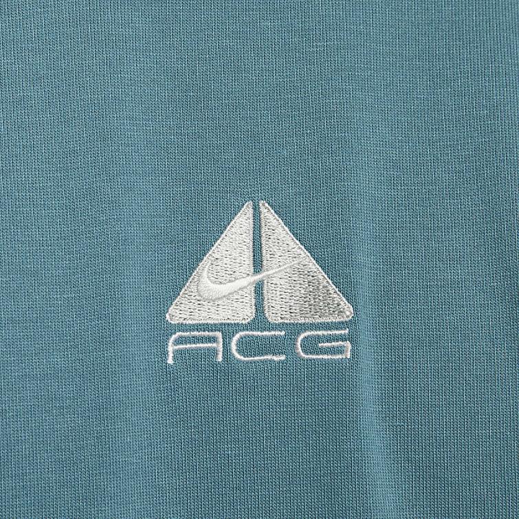 Nike Logo Embroidered Crew Neck Long Sleeve T-Shirt Men Tops Blue Green DR7753-379