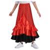 Mädchen Flamenco Tanzrock Pünktchenmuster Rüschenlagen Elastischer Bund Langer Rock Spanisches Bühnenoutfit