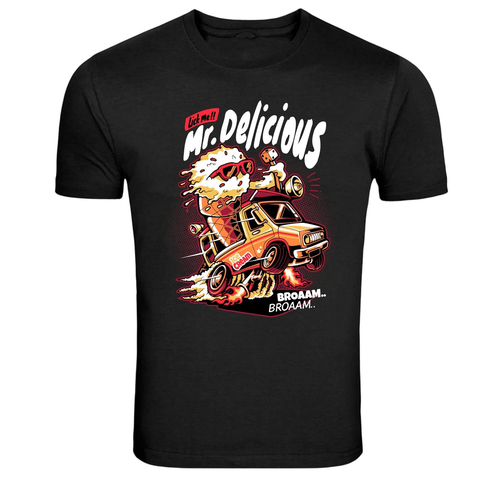 Ice Cream Truck Cartoon Dessert Racing Graphic T-Shirt XL