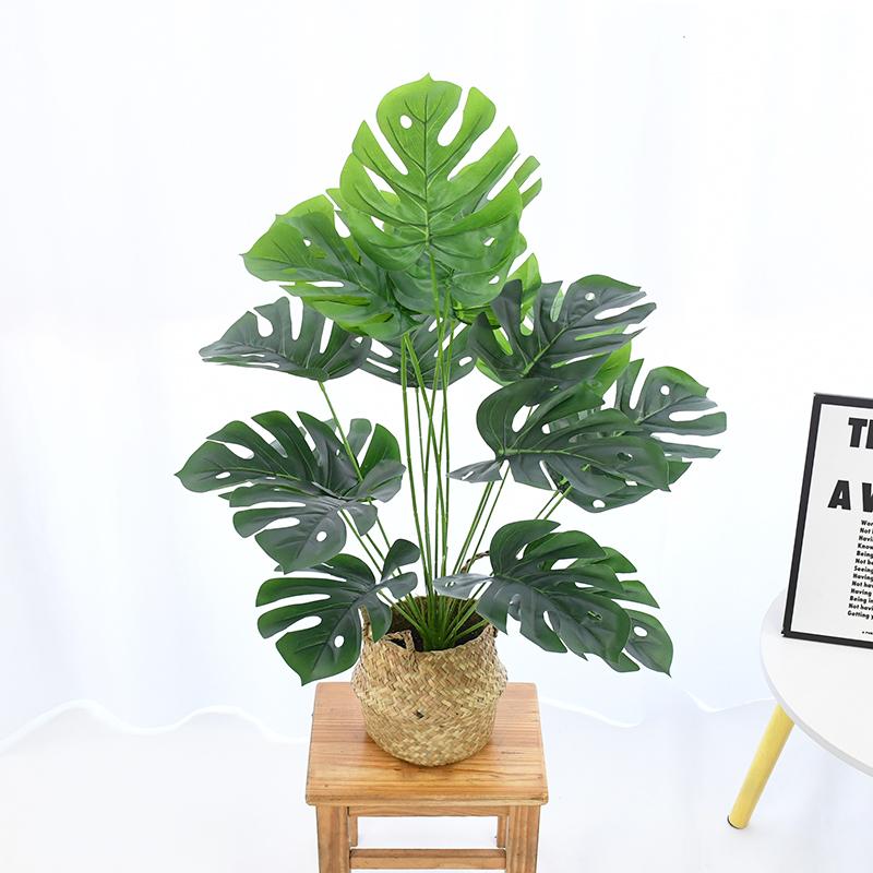 18/24 Fork Artificial Turtle Back Leaves High Grade Simulation of Fake Flowers Creative Simulation Plant Wall Potted without Flower Pot