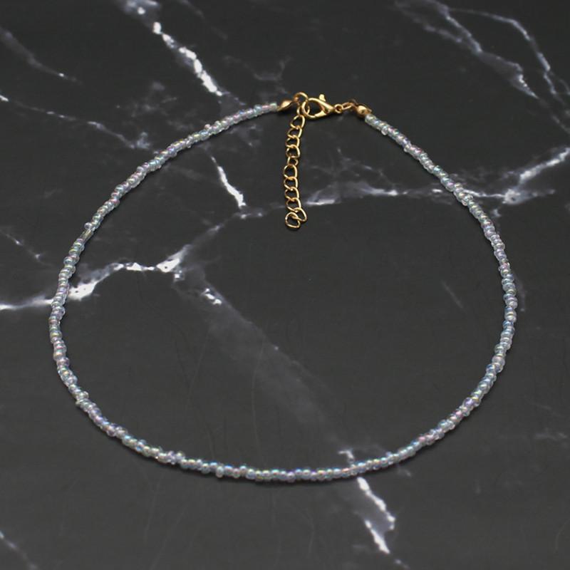 Bohemia Handmade Rainbow Seed Beads Simple Choker Necklace Women's Fashion Wild Sweet Colorful Collar Jewelry Gift