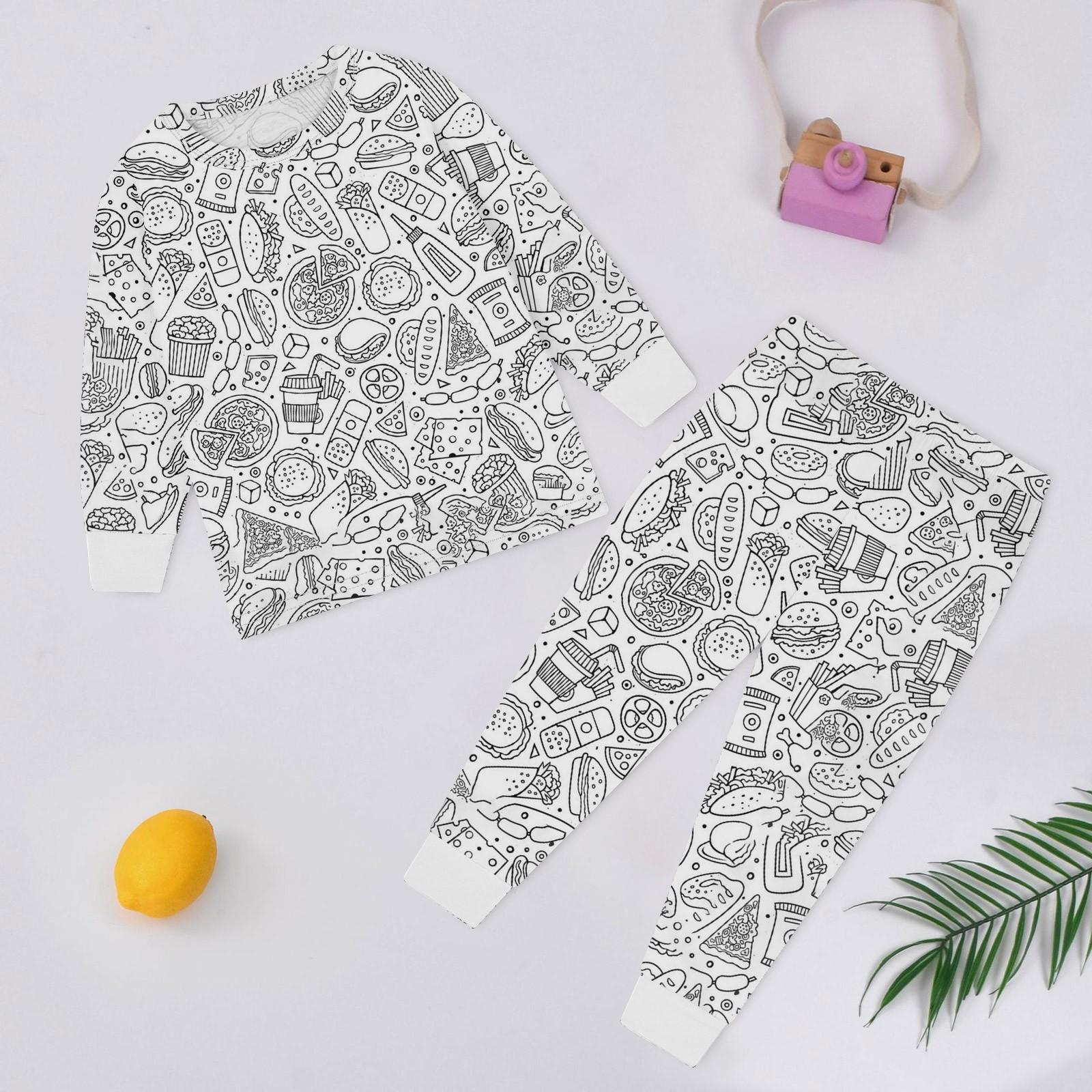 

Детский комплект домашней одежды Sketch Coloring Fun Раскрашенная вручную домашняя одежда Пижамный комплект 90 белый