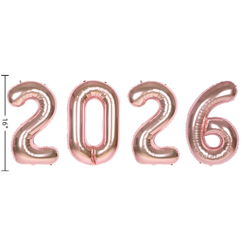 2026 Number Foil Balloons Happy  Year Eve Party Decoration Photo Booth Props Supplies Christmas Home Decor Navidad 2026