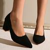 Large Size High Heels Women's Autumn New Temperament Work Commute Comfort Pointed Thick Heel Work Shoes