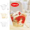25pcs Mini Dessert Cups Transparent Trapezoidal Food Container And Spoons For Jelly Yogurt Mousse Tray Wedding Festival Party