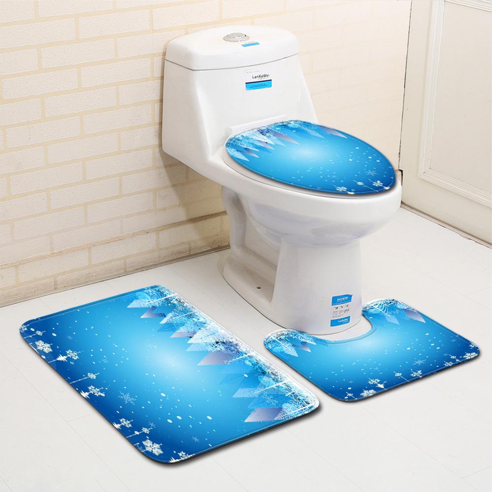 Christmas Bathroom Floor Mat Toilet Three-Piece Set