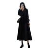 French vintage Hepburn-style dress for women, new spring and autumn niche chic lapel elegant waist-waist midi skirt that goes past the knees