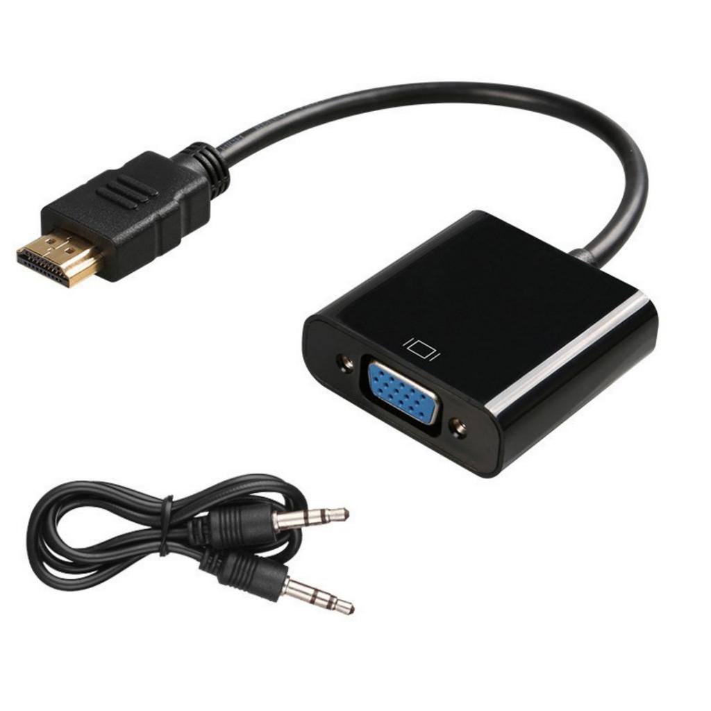 HDMI To VGA Adapter 1080P with Audio Output HDMI Male To VGA Female Adapter for Laptop PC DVD Projectors Monitors