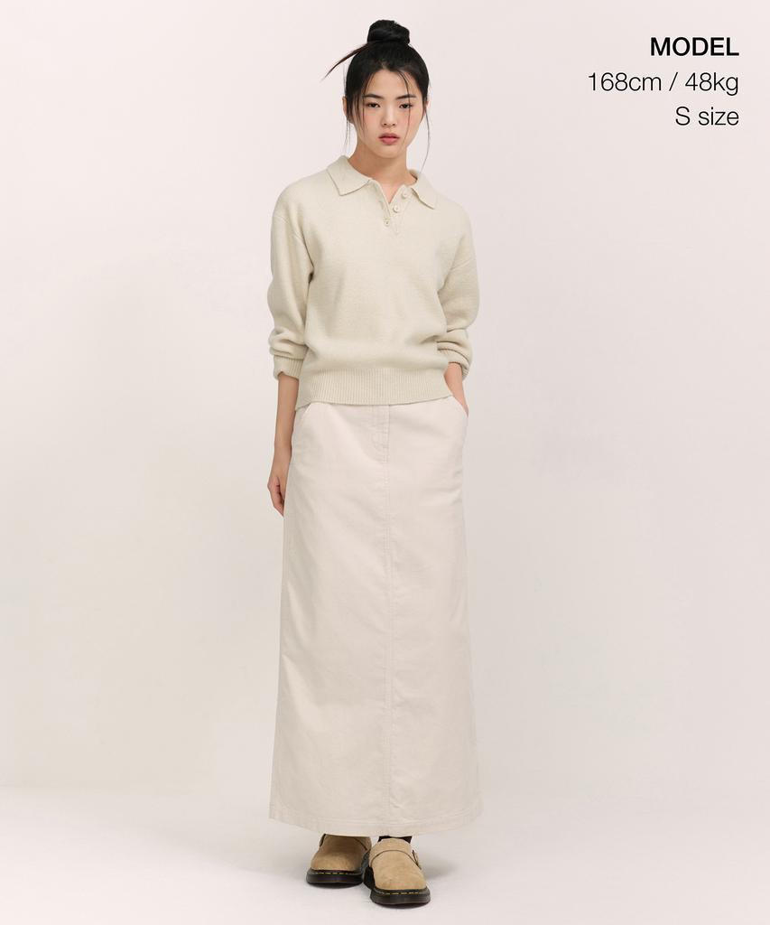 Musinsa Standard Woman 11W Corduroy Maxi Skirt [Cream]