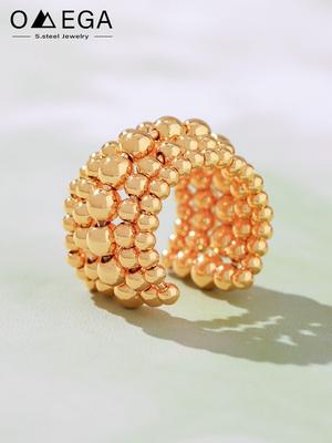 Anelli Aperti in Acciaio Inossidabile Per Donne Uomini Placcati Oro 18k Impermeabili Non Si Macchiano Anello Multi Strato di Perline da Donna Coppie Zircone