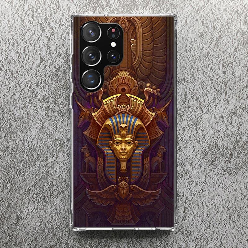 Egypt Nefertiti Anubis Ankh Pharaoh Phone Case For Samsung Galaxy S25 S24 S23 Ultra S22 Plus S21 S20 FE S10 + S25 Edge Soft Cove
