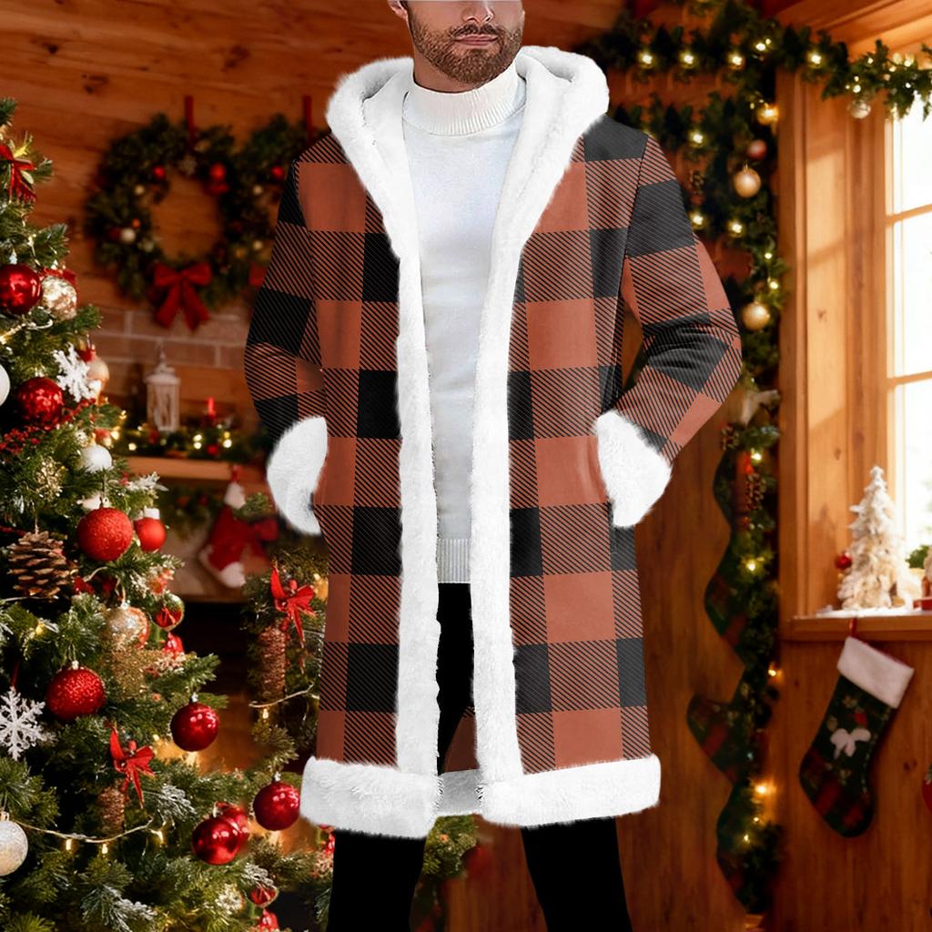 Pánský kardigan s kapucí, dlouhý, hřejivý kabát