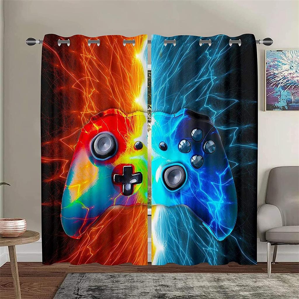Cheap 3D Cool Children's Game Handle Curtains Game Controller Curtains 2 Panel Children's Room Bedroom Living Room Decor