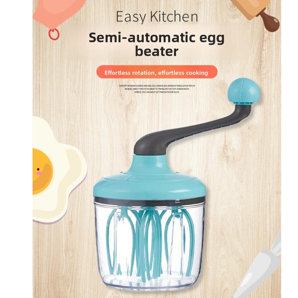 Semi-Automatic Rotating Egg Beater 304 Stainless Steel Hand Press Whisk for Cream Egg Foam Baking
