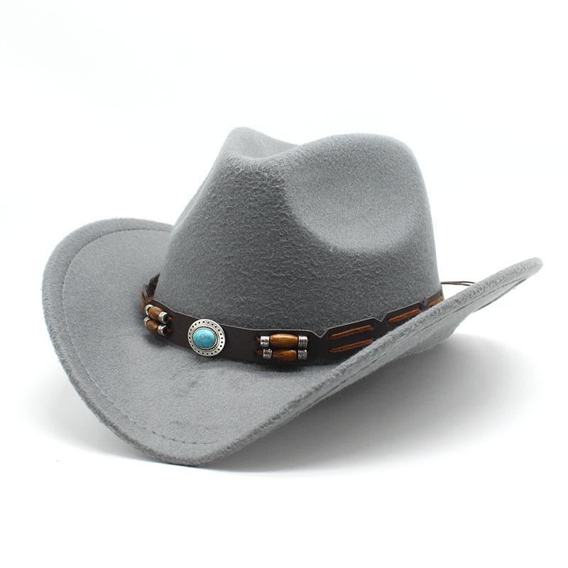 Woolen Hat Western Cowboy Hat Men'S And Women'S Couple Hat Curled Jewel Accessories