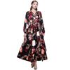 Bohemian Floral Printed Long Dress for Women Fashion V-neck Long Sleeve Oversized Maxi Dress Lady 2026 Chic Vacation Dress Robes