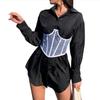 Women Wide  Stitching Mesh Support Chest Corset Elastic Corset Belt Black Girdle Wide Waist Belt Ladies Female Clothing Accesoories