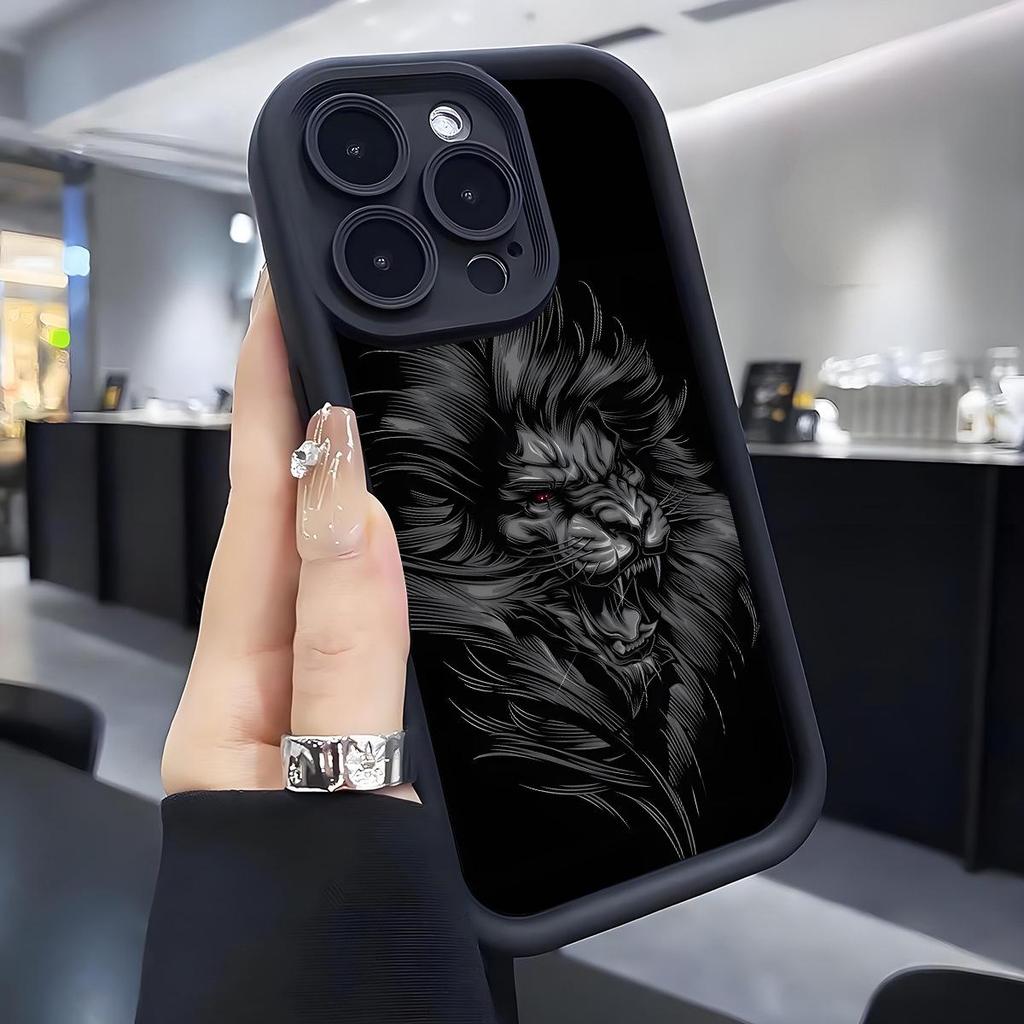 Głowa Lwa Kamień Piaskowy Schody Oko Nieba Czarny Etui Ochronne na iPhone'a 15/16/17
