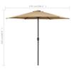 Sun Umbrella with Aluminum Pole 270 x 246 cm Taupe