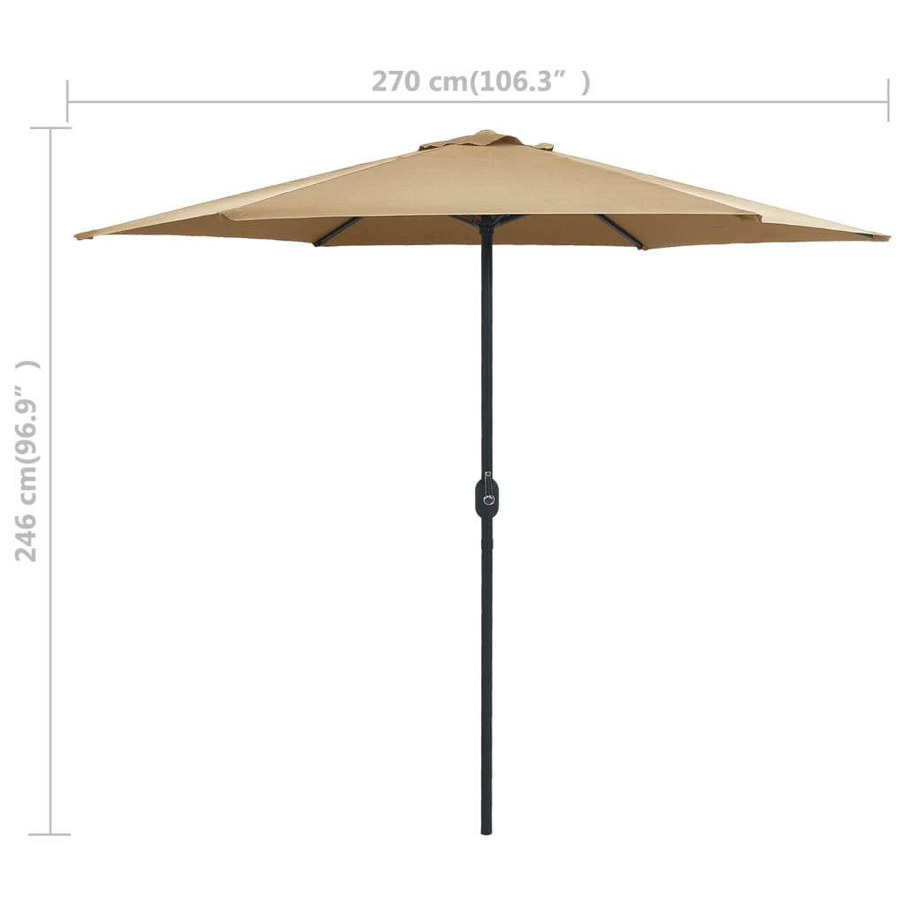 Sun Umbrella with Aluminum Pole 270 x 246 cm Taupe