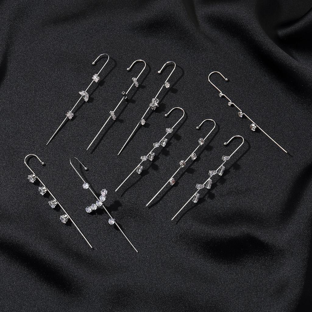 Chic Star Letter Zircon Ear Cuff and Diagonal Studs