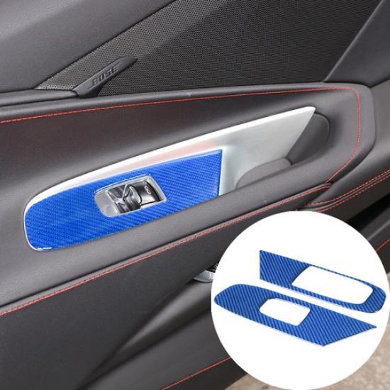 Blue Carbon Fiber Door Window Switch Lift Sticker Trim For Corvette C8 Z51 20-25