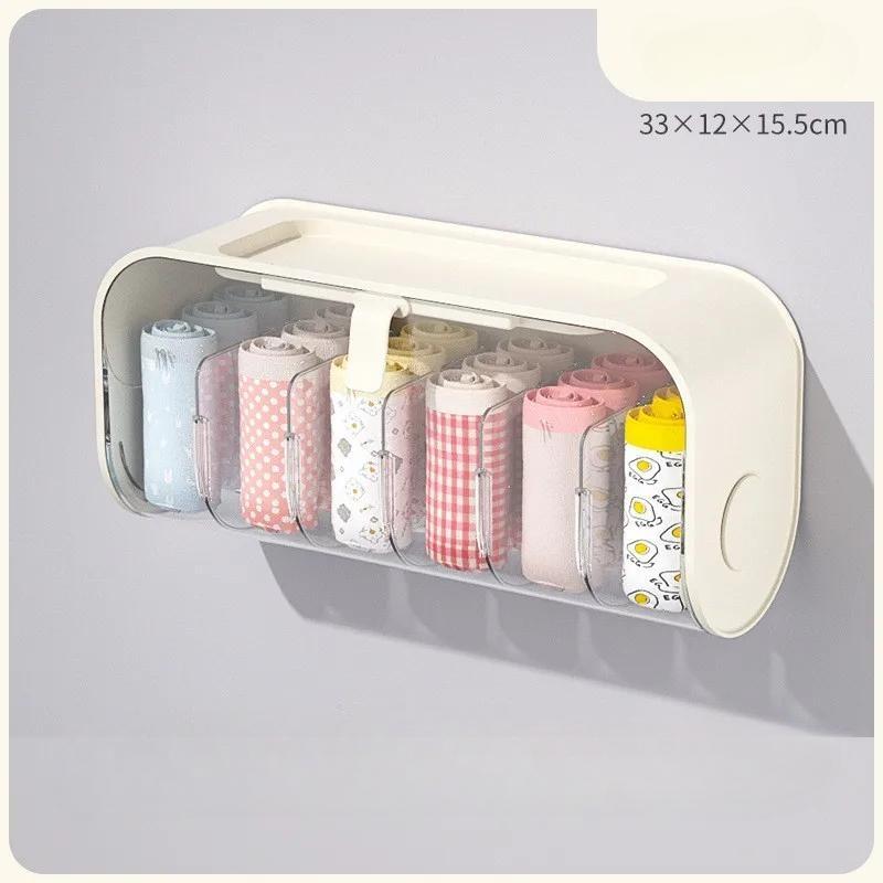 

Настенный прозрачный ящик для хранения нижнего белья, трусов, носков, органайзер для шкафа, органайзер для хранения в спальне, приправа 32.5cmx12.5cmx15.5cm белый/кремовый