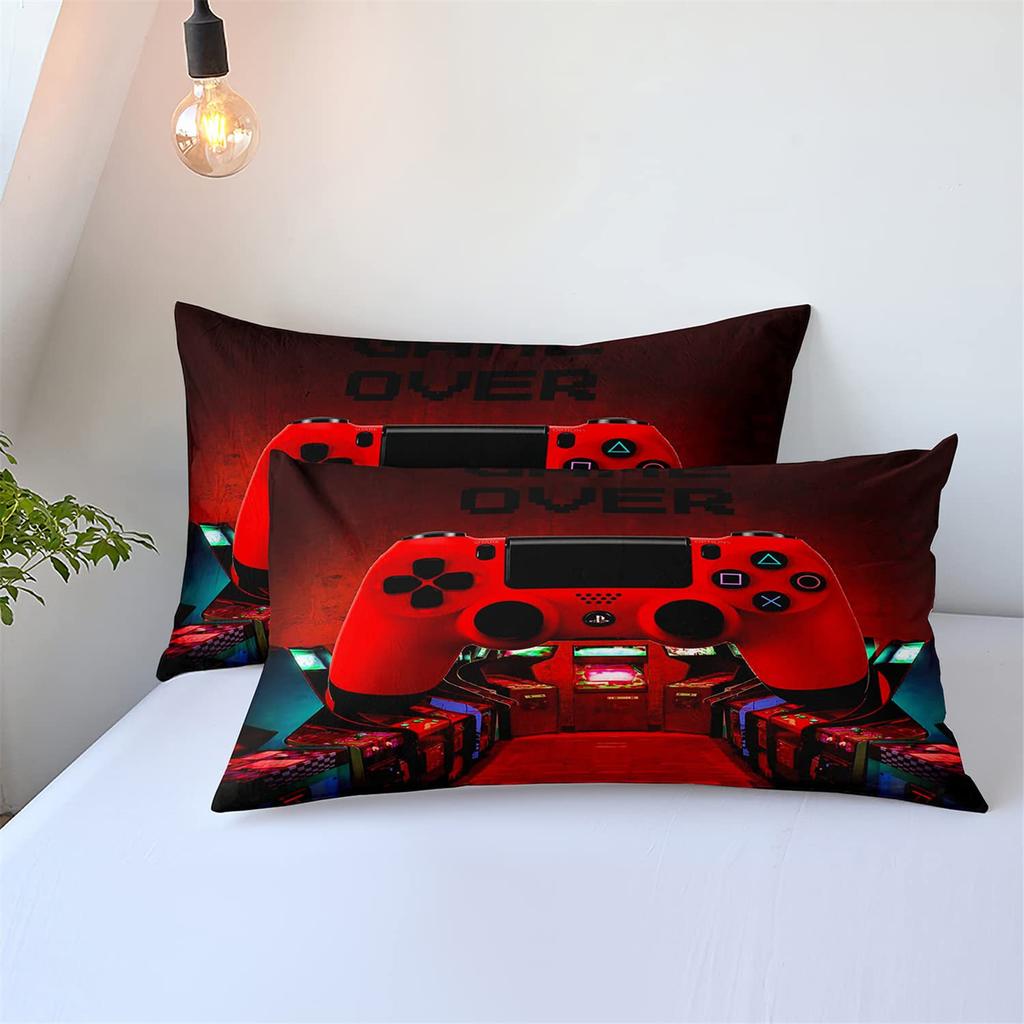 Red Gamepad 3D Digital Printing Three-Piece Bedding Quilt Cover