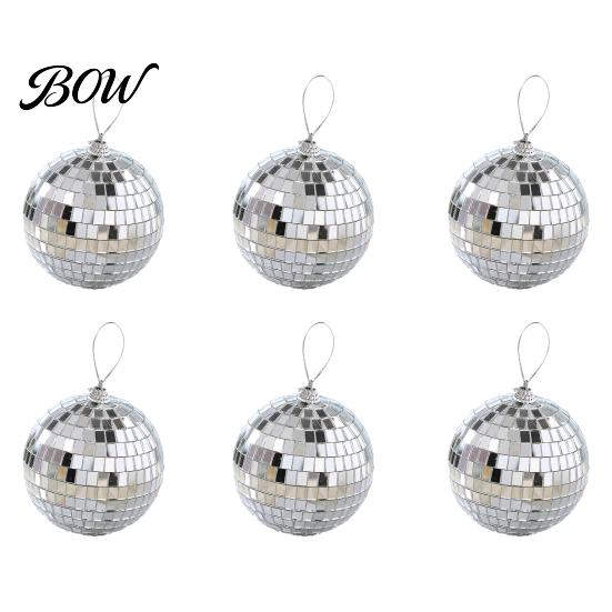 Festival Hanging Ornaments for Holidays 6 Pcs Mini Silver Disco Balls, Mirror Ball Ornaments, Reflective Balls Party Decorations Decoration with
