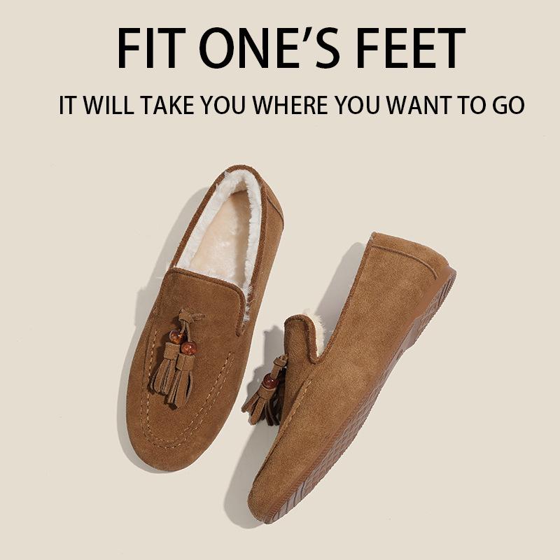 Women's Retro British Tassel Loafers - Genuine Leather Slip-on Flats for Fall & Winter