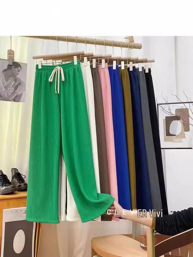 High Waist Snake Pattern Pleated Wide-Leg Pants - Women's Versatile Loose Casual Summer Trousers